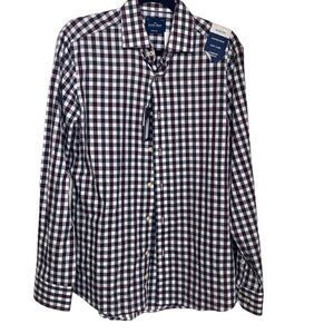 Salvile Row Nordstrom 15.5 slim fit burgundy checkered button down
